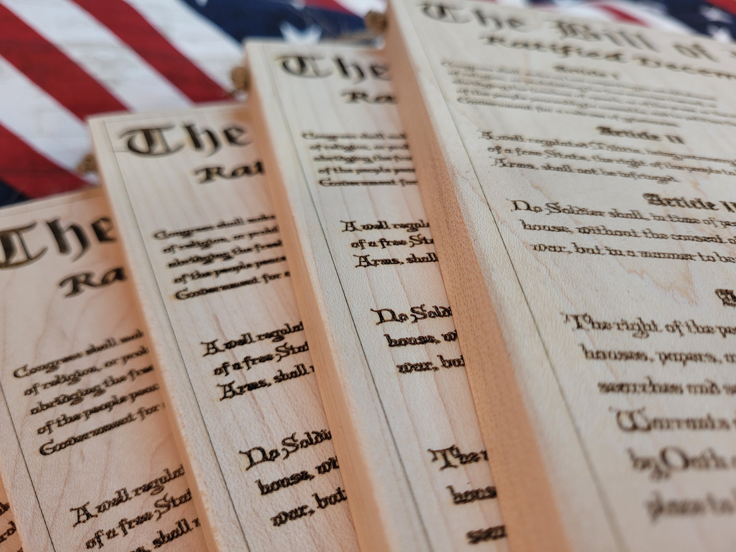 USA Bill of Rights Laser Engraved Hardwood Sign Hand Crafted Patriotism ...