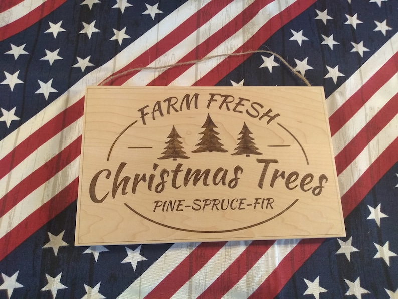 Farm Fresh Christmas Trees Sign | Rustic Hardwood Signs For Home