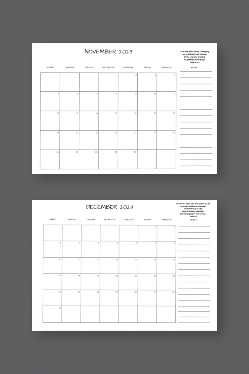 2023 Calendar Printable Monthly Planner 2023 12 Month Etsy