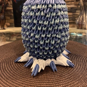 3D Origami Dark Blue and Blue Vase - Decoration, Fancy, Blue, Flower, Vase Pad