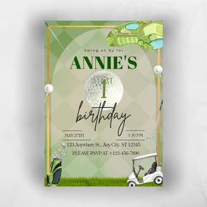 Golf Birthday Invitation Canva Template