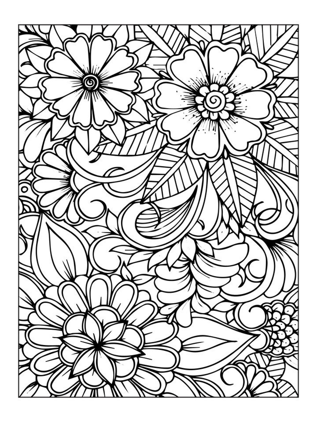 1000 Adult Floral Coloring Pages!!! - Etsy