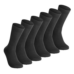 May include: Six pairs of black socks. The socks are made of a soft, comfortable material and are perfect for everyday wear.