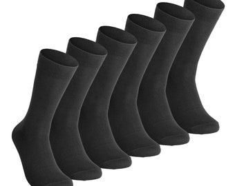 Lightweight Cotton Crew Socks - Premium Mens Womens Causal Black Crew Socks - Recycled Cotton - Eco Friendly -  6 Pairs