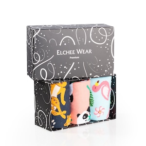 100% Organic Cotton Funny Socks| Elchee 3-Pairs Women & Men Crew Funny Socks |  Funny Dress Socks | Vegan Certified