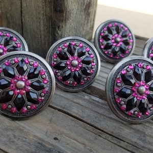 Pinke und schwarze Conchos Sattelset | Etsy