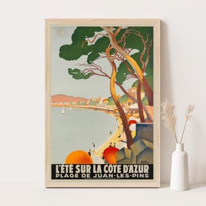 Cote d Azur de Roger Broders, pôster vintage da França, arte de parede extragrande, arte de parede de viagem da França, pôster de até 24x36.