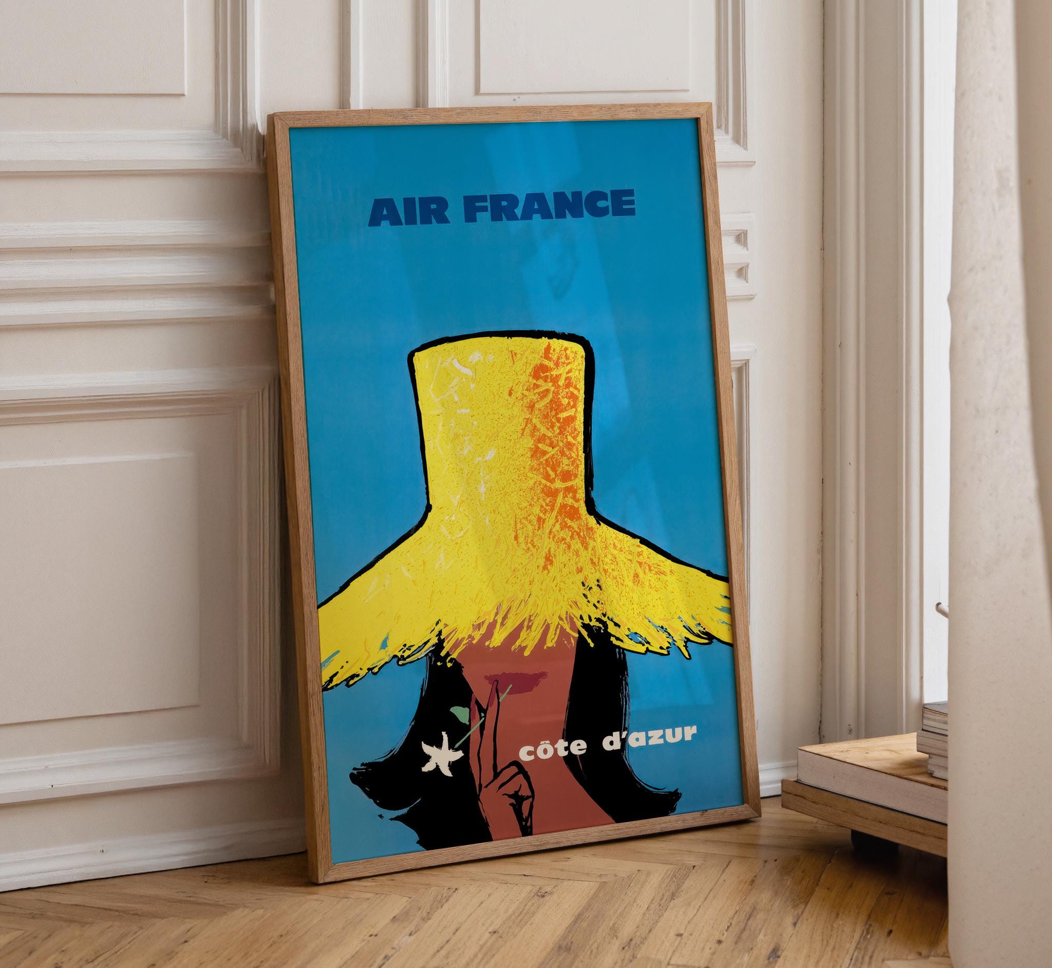 Bernard Villemot Cote D'azur Poster: 1967 Air France Ad, French