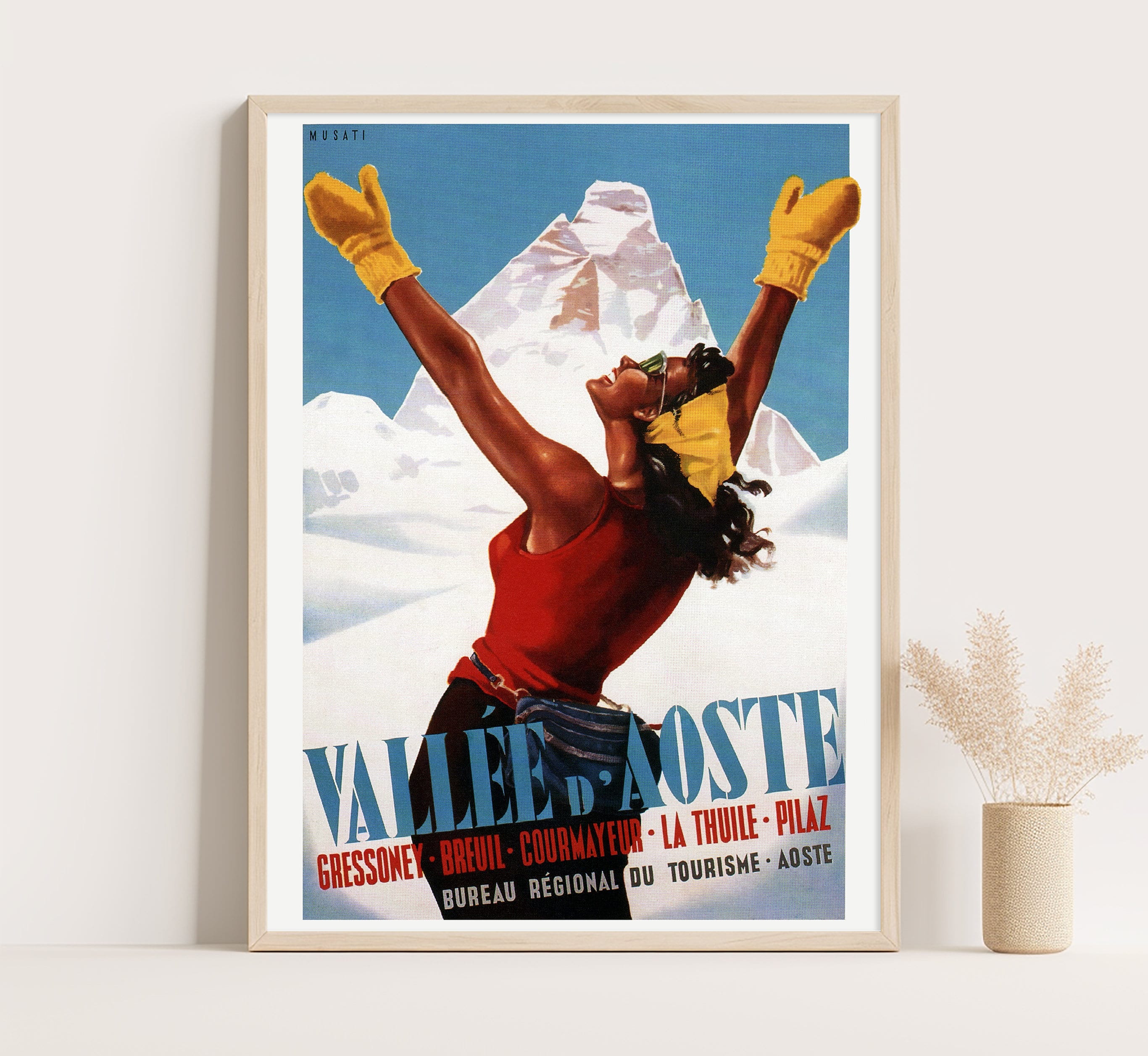 Vintage Aosta Valley Ski Poster: Arnaldo Musati, Italy, C.1950 - Etsy