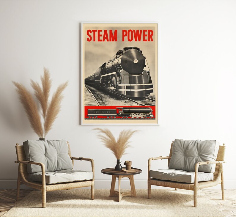 Steam Power Locomotive Poster: Vintage New Haven Railroad Travel Art - Etsy