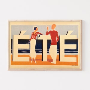 ETE, manifesto turistico vintage della Costa Azzurra, Francia, arte murale extra large, arte murale di viaggio in Francia, poster fino a 24x36.