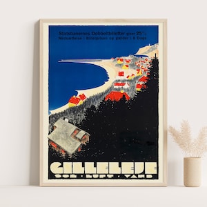 Gilleleje, plakat vintage z podróży do Danii, duża grafika ścienna, plakat z podróży do Danii, format do 18x24.