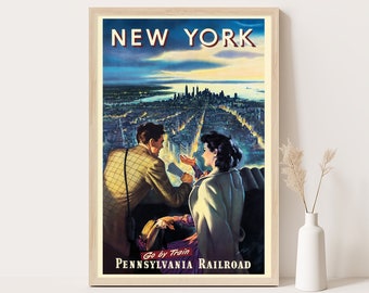 New York Pennsylvania Railroad Vintage Travel Poster: USA Wall Art
