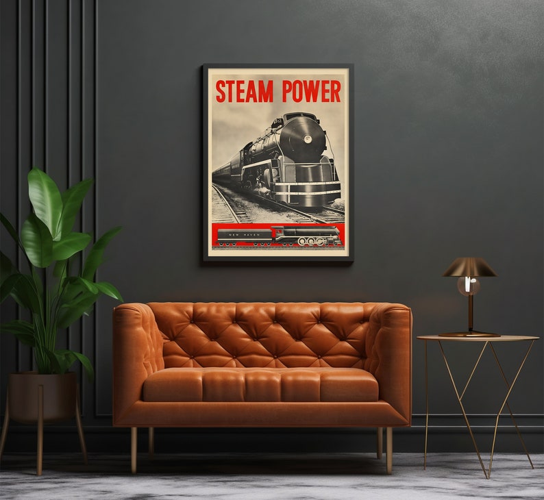 Steam Power Locomotive Poster: Vintage New Haven Railroad Travel Art - Etsy