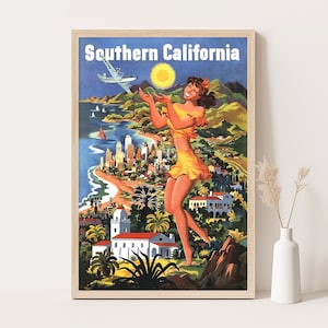 Southern California Vintage Travel Poster: USA Wall Art