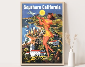 Southern California Vintage Travel Poster: USA Wall Art