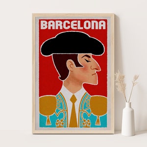 Barcelona Spain Vintage Travel Poster | Spain Travel Wall Art | 12x18 Inches Print.
