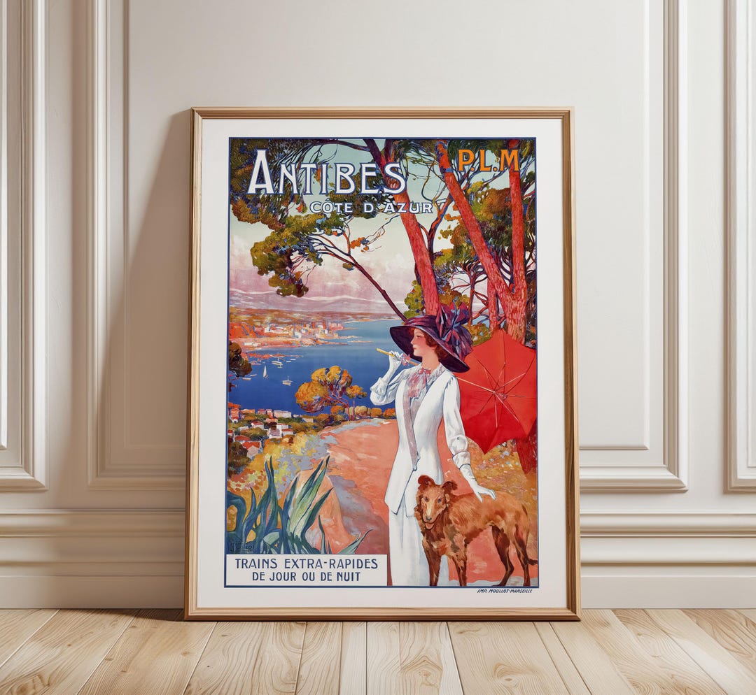 Antibes Côte D'azur Vintage Travel Poster: 1910s French Riviera