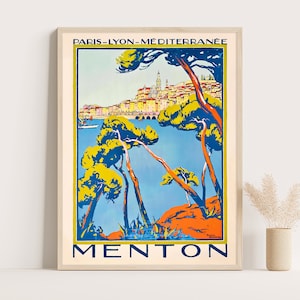 Roger Broders Menton Poster: France Vintage Travel Art