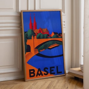 Basel Switzerland Vintage Travel Poster Print: Hedwig Thoma 1927, Retro Swiss Wall Art