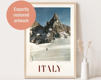 Italy Ski Travel Poster: 1960s Dolomites Winter Sports Print from Trentino