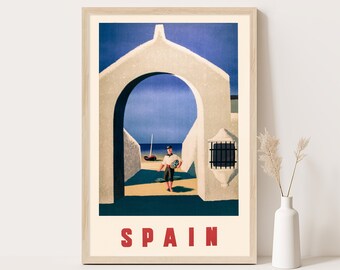 Póster vintage de España, arte de pared extragrande, arte de pared de viaje a España, póster de hasta 24 x 36.