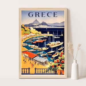 Vintage Athens Greece Travel Poster: Castello Beach Art Print (12x18 Inches)