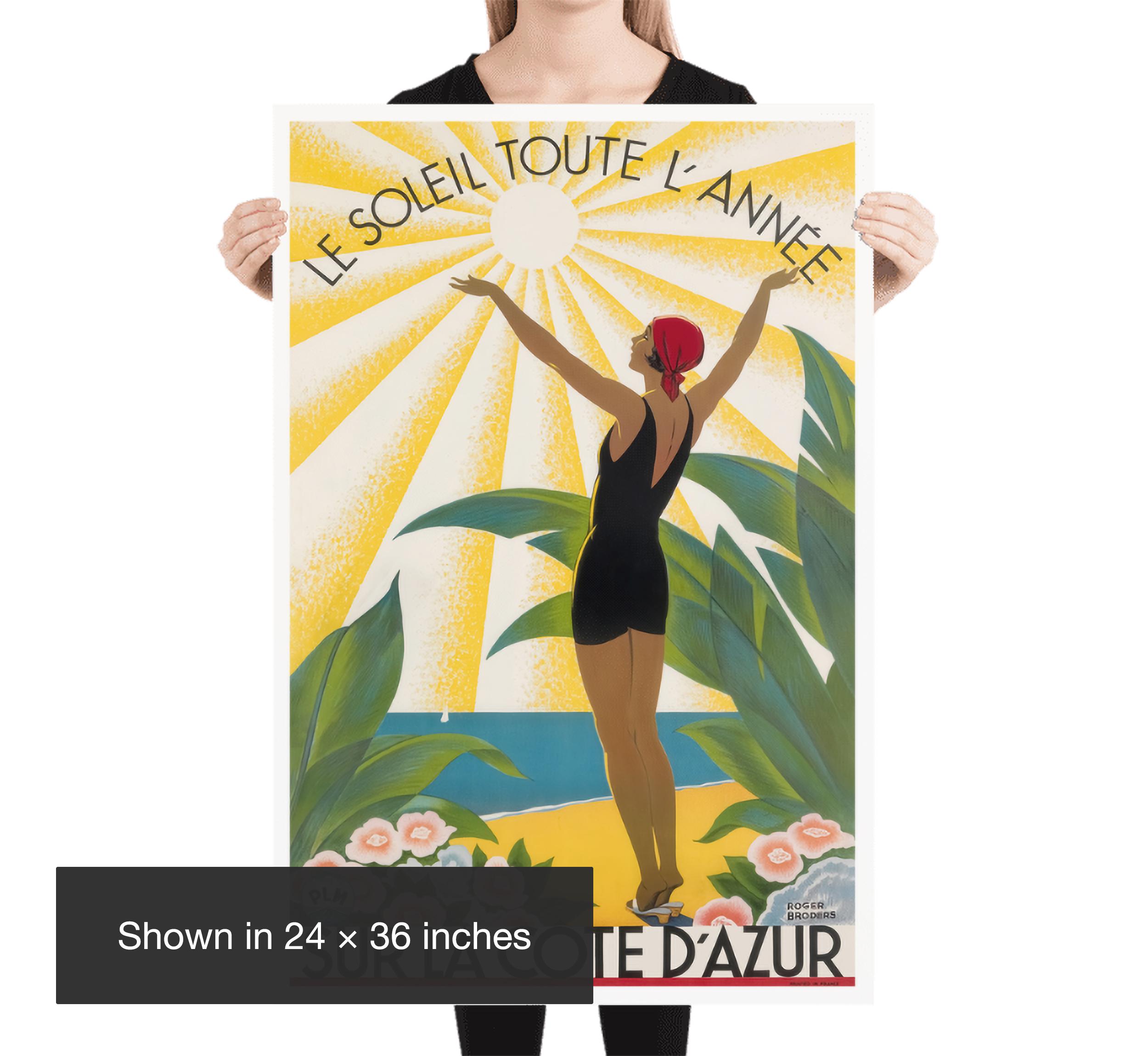 kb428 1930年代コートダジュール、フランス旅行観光のポスター17x24 Cote D'azur Print: 1930s French Riviera Art Deco Travel Poster - Etsy