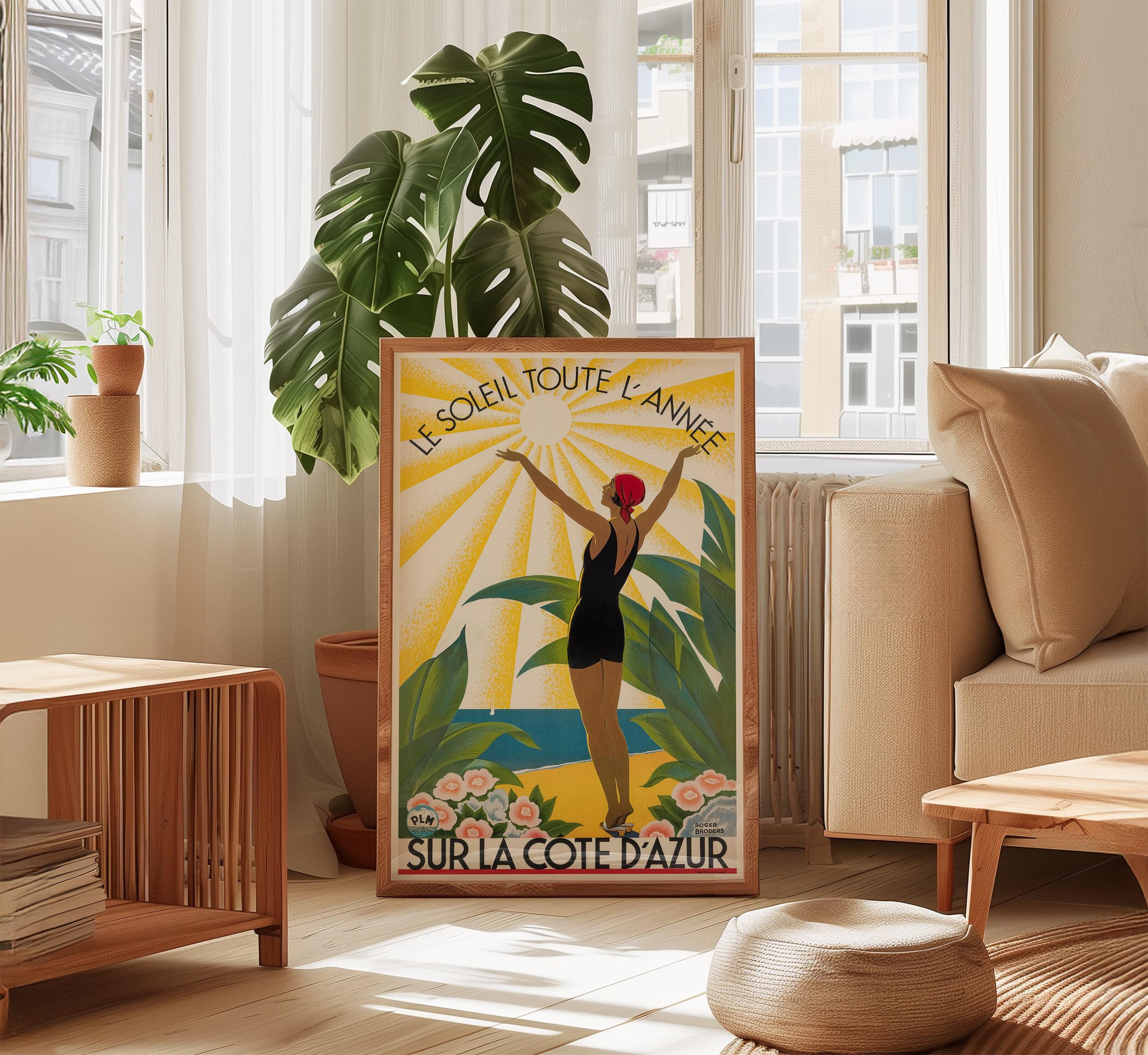 Cote D'azur Print: 1930s French Riviera Art Deco Travel Poster - Etsy