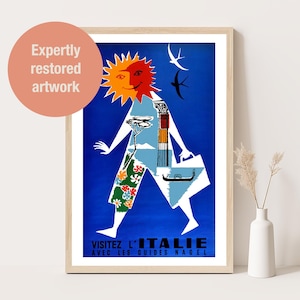 Visit Italy Vintage Travel Poster: Retro Italian Wall Art