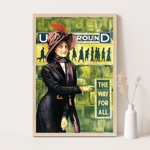 Metro, El camino para todos, Póster de viaje vintage del metro de Londres, Arte de pared extragrande, Arte de pared de viaje a Gran Bretaña, Póster de hasta 24 x 36.
