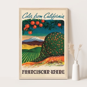 California Vintage Travel Poster | United States vintage poster | Extra large wall art | Up to 24x36 poster.