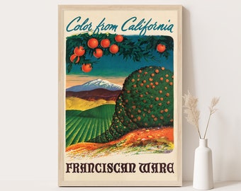 Póster de viaje vintage de California / Póster vintage de Estados Unidos / Arte de pared extra grande / Póster de hasta 24 x 36.