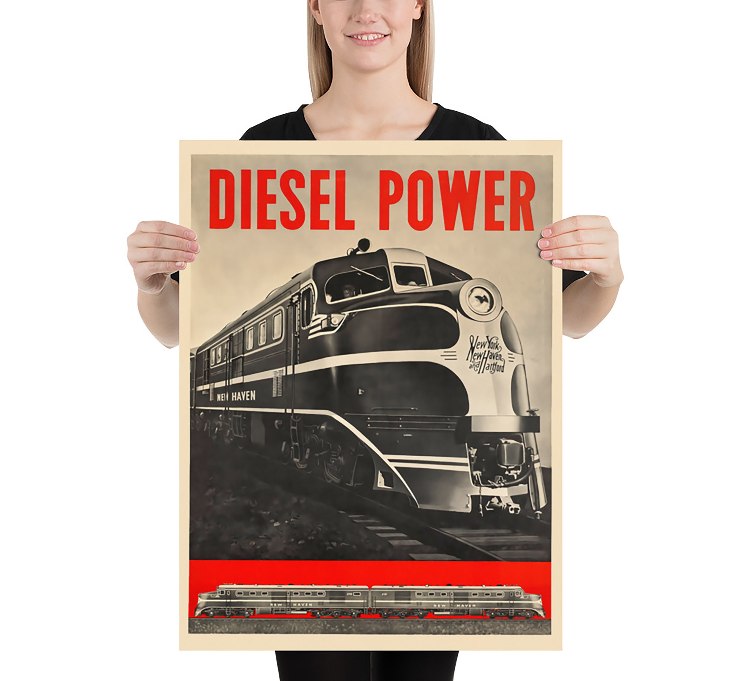 Diesel Power Train Poster: Vintage Railroad Travel Art - Etsy