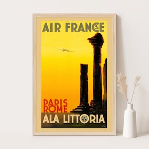 Air France Rome Poster: Vintage Aviation Art Deco Print