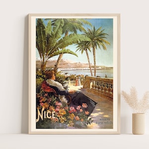 Manifesto turistico vintage della Costa Azzurra, arte murale vintage, design francese vintage, poster fino a 18x24.