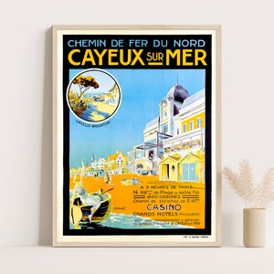 Cayeux Sur Mer, Chemin de fer du Nord, poster di viaggio vintage in Francia, grande arte murale, arte murale di viaggio in Francia, poster fino a 18x24.
