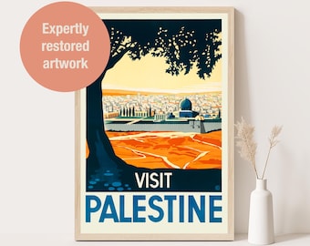 Bezoek Palestina-poster: Franz Krausz jaren 30 vintage reisafdruk