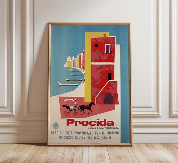 Procida Island Vintage Travel Poster: Italy Wall Art - Etsy