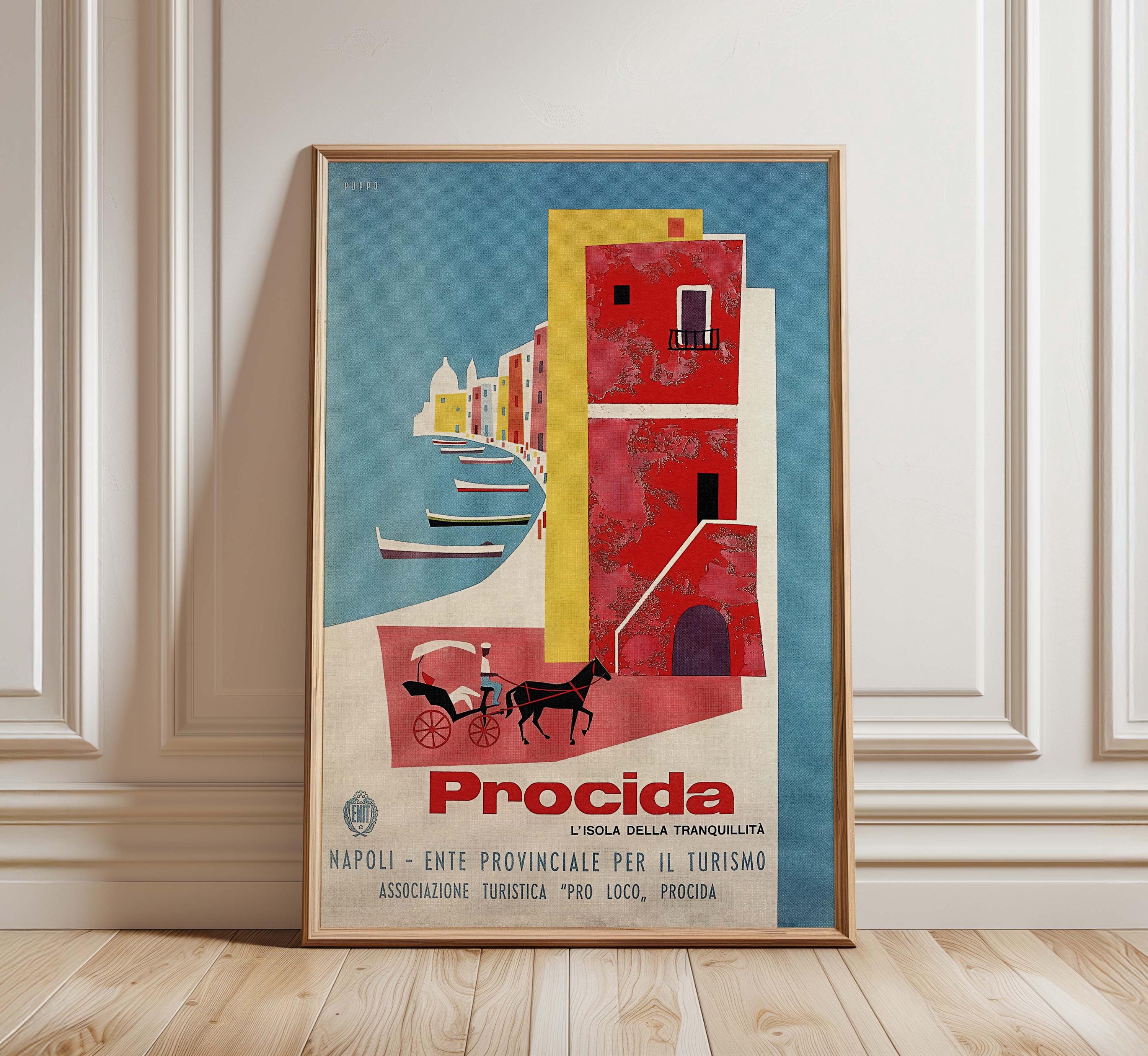 Procida Island Vintage Travel Poster: Italy Wall Art - Etsy