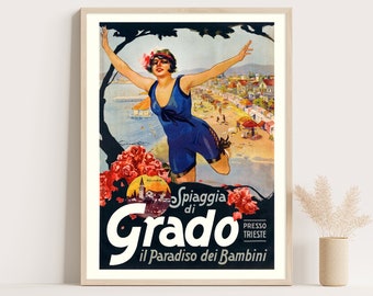 Grado Italy poster | Province of Gorizia Italy vintage poster | Italy travel wall art | 12x16 inches poster.