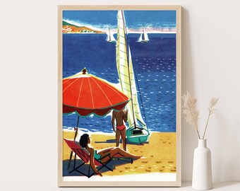 French Riviera Vintage Travel Poster: Cote D'Azur Wall Art