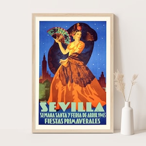Seville Spain vintage travel poster | Spain travel wall art | 12x18 inches poster.