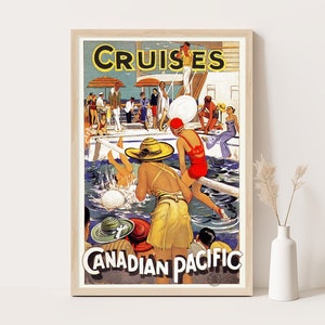Cruises Canadian Pacific poster | Canada vintage poster | Extra large wall art | Canada travel wall art | Up to 24x36 poster.