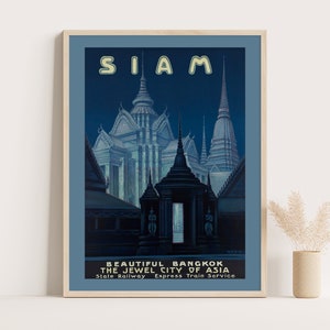 Siam Vintage Thailand Bangkok vintage poster, Large wall art, Thailand travel wall art, up to 18x24 poster.