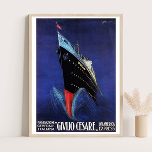 Giulio Cesare & Duilio Art Deco Poster: 1920s Italian Ocean Liner Art