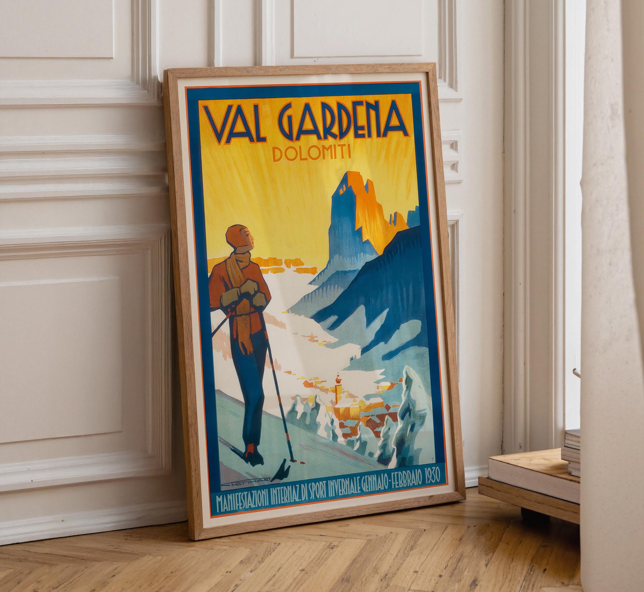 Val Gardena Dolomites Vintage Ski Poster: Italy Travel Art - Etsy