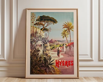 Hyeres Vintage Travel Poster by Hugo D'Alesi: 1910s French Riviera Wall Art Print