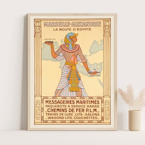 Egypt Travel Poster: Vintage Pharaoh Art Print