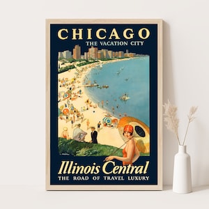 Chicago The Vacation City Illinois Central Vintage Travel Poster / Stampa 12x18 pollici.